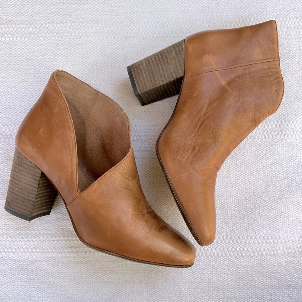 Free People Heeled Ankle Booties Size 38 Leather Cognac